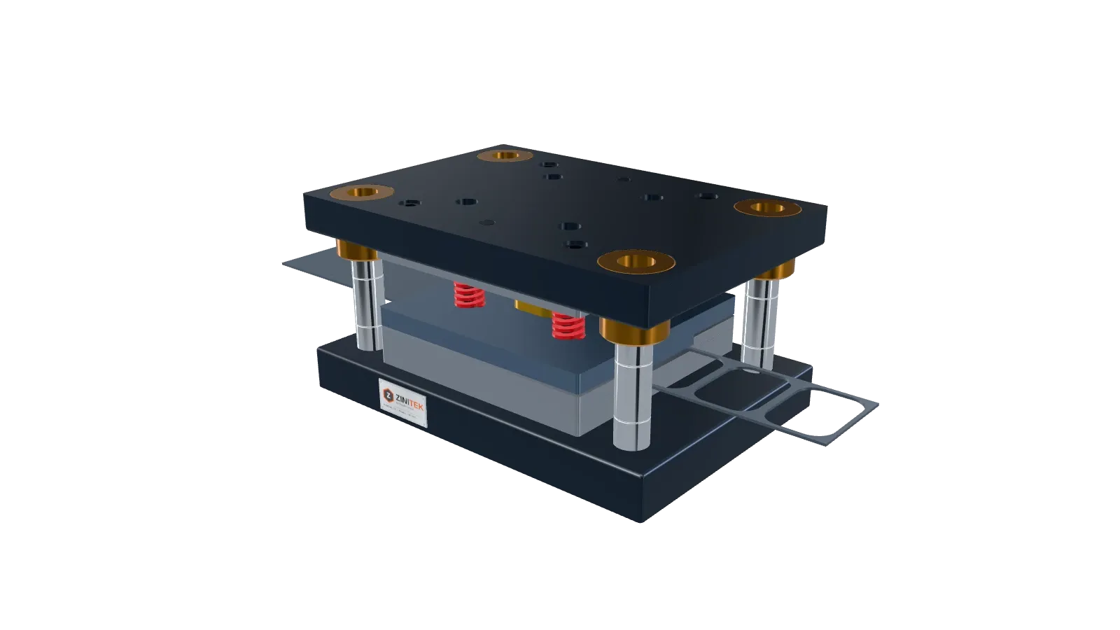 スプリングストリッパー付き 50 × 70 mm 抜き型の3Dモデル
