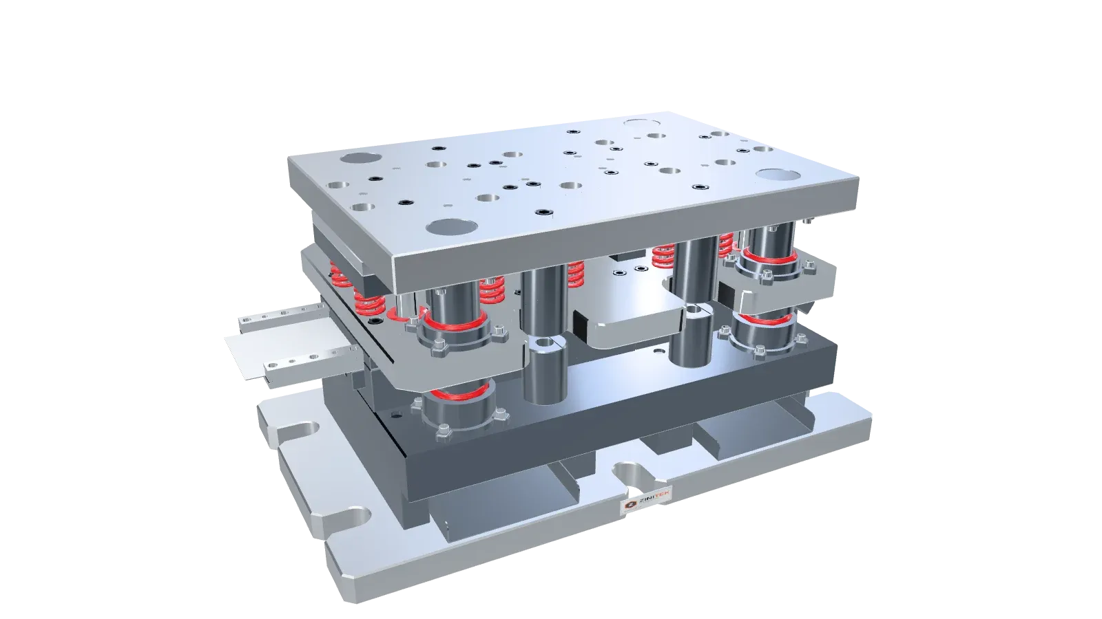 3D model of 15-Step Progressive Die with Spring Stripper and Pilots