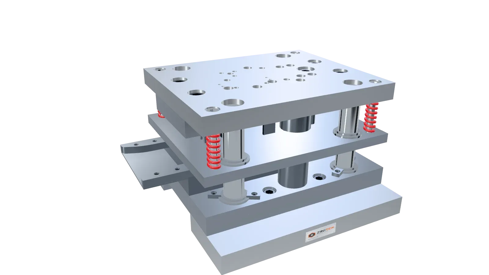 3D model of 4-Station Pierce and Bend Progressive Die for 3 mm Strip